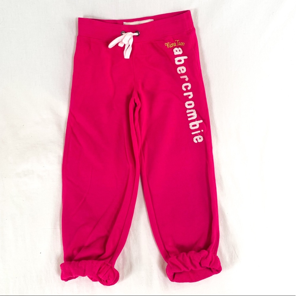Hot pink Abercrombie cuffed cropped sweatpants